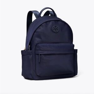 NWT Tory Burch Ella Logo Zip Compartment Nylon Backpack in Tory Navy